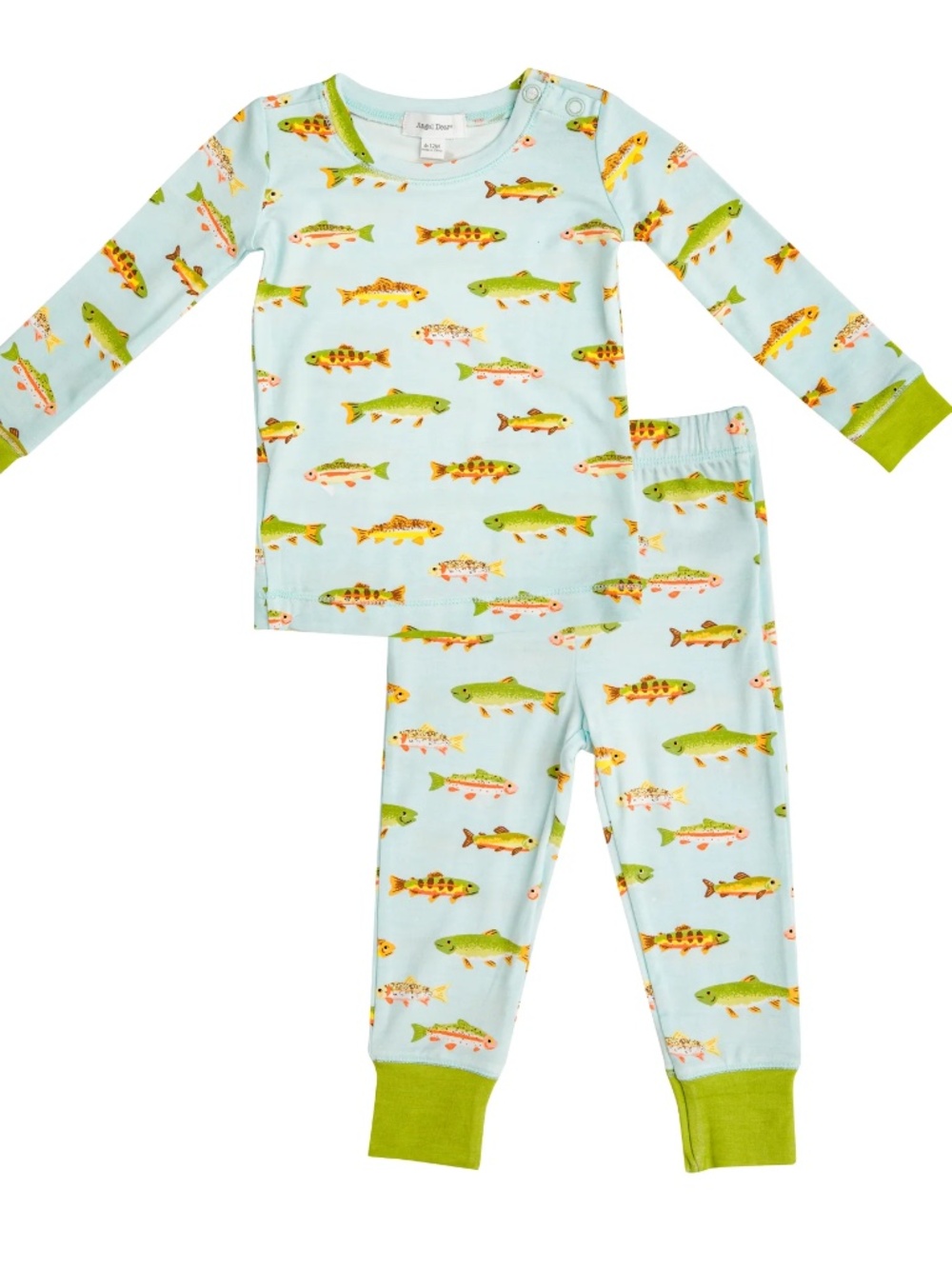 NWT Angel Dear Lounge Set Freshwater Fish Blue BAMBOO Size 8 - So Soft!